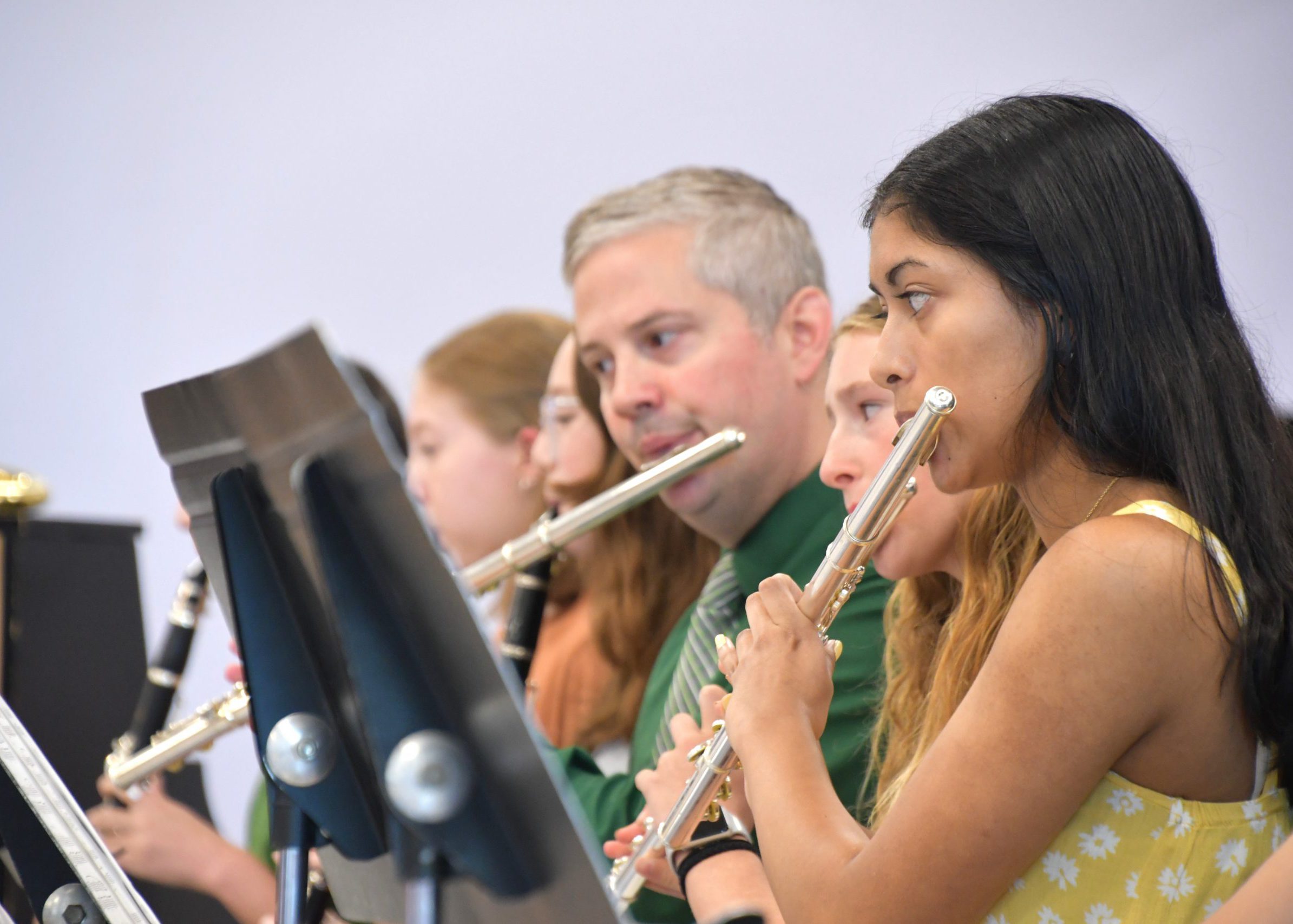 woodwinds play at summer band concert