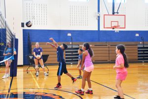 students practice game play