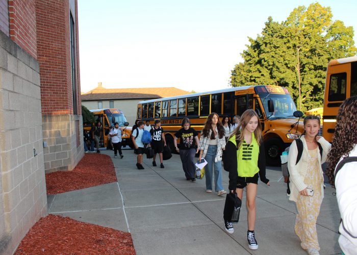 students walk in on the first day