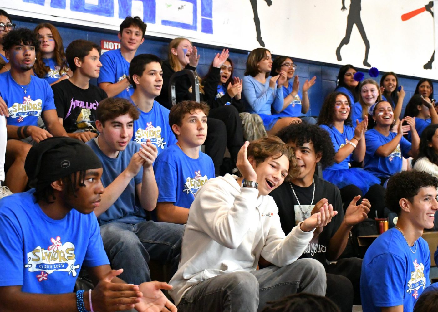 seniors cheer during the pep rally