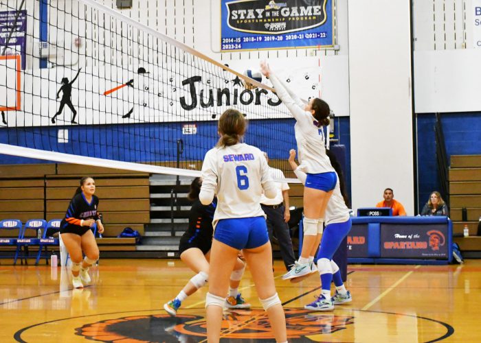 athlete prepares to spike on volleyball court