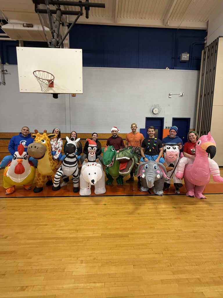 Golden Hill teachers wear blow up animal costumes