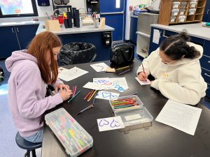 Students decorate valentines letters to Veterans